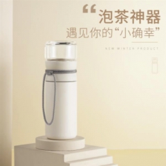 不锈钢茶水分离杯(白)