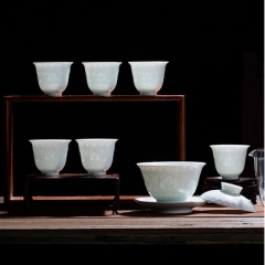 八马茶业 影青玉瓷雕刻套组