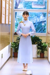 2021 秋冬款-夫人瓷呢子茶服XL码