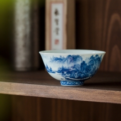 青花山水小碗杯