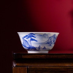 青花山水静心杯