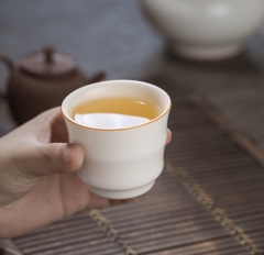 象牙白竹节汝窑杯