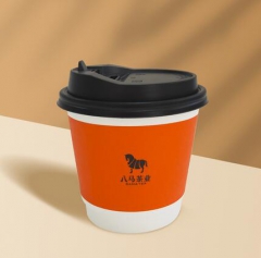 八马一次性大纸杯(带盖）-300ml 请以25的倍数下单