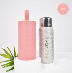 钛晶随身焖茶杯头层牛皮保护套(粉色)(390ml适用)