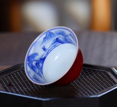 霁红青花客路青山杯